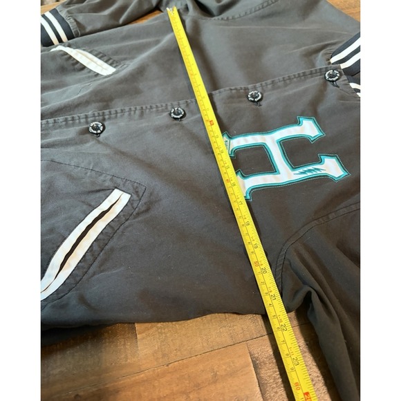 Huf Bomber Jacket Mens Large Black White Skater Full Button "HUF dirtbags" - Picture 4 of 12